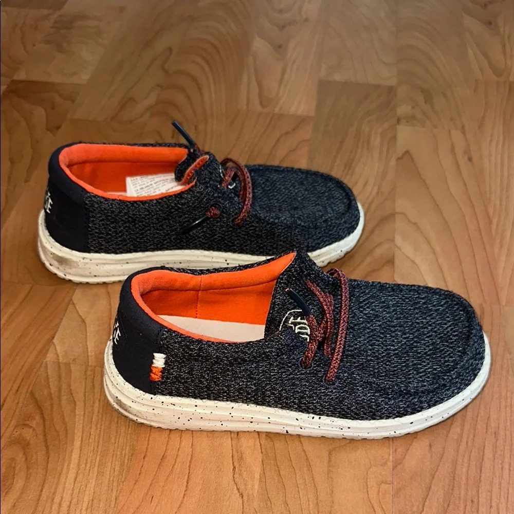 Hey Dude Black and Orange Sneakers with Canvas Upper - Picture 4 of 5